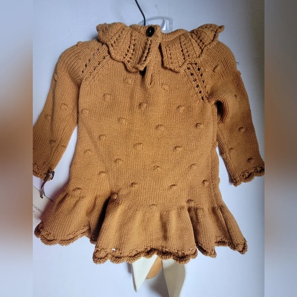 Cynthia Rowley Tan Knit Baby Dress with Tights